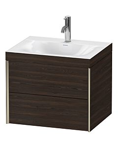 Duravit XViu Waschtisch-Unterschrank XV4614OB169C 60x48cm, 2 Schubkästen, 1 Hahnloch, champagner matt, Rahmen C, nussbaum gebürstet