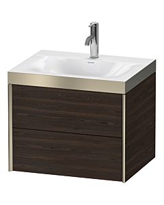 Duravit XViu Waschtisch-Unterschrank XV4614OB169P 60x48cm, 2 Schubkästen, 1 Hahnloch, champagner matt, Rahmen P, nussbaum gebürstet