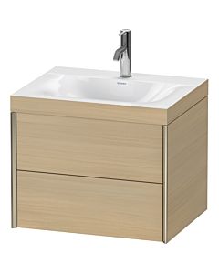 Duravit XViu vanity unit XV4614OB171C 60x48cm, 2 drawers, 2000 tap hole, matt champagne, Rahmen C, Mediterranean oak