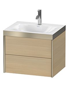 Duravit XViu Waschtisch-Unterschrank XV4614OB171P 60x48cm, 2 Schubkästen, 1 Hahnloch, champagner matt, Rahmen P, mediterrane eiche