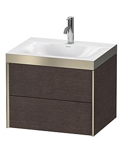 Duravit XViu meuble sous-vasque XV4614OB172P 60x48cm, 2 tiroirs, 2000 , champagne mat, Rahmen P, chêne foncé brossé