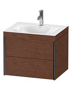 Duravit XViu vanity unit XV4614OB213C 60x48cm, 2 drawers, 2000 tap hole, matt black, Rahmen C, American walnut