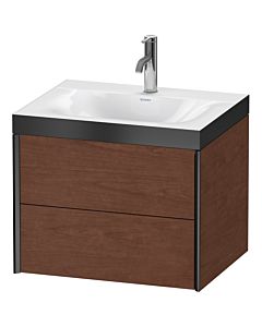 Duravit XViu vanity unit XV4614OB213P 60x48cm, 2 drawers, 2000 tap hole, matt black, Rahmen P, American walnut