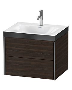 Duravit XViu meuble sous-vasque XV4614OB269P 60x48cm, 2 tiroirs, 2000 , noir mat, Rahmen P, noyer brossé