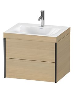 Duravit XViu vanity unit XV4614OB271C 60x48cm, 2 drawers, 2000 tap hole, matt black, Rahmen C, Mediterranean oak