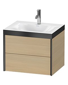 Duravit XViu vanity unit XV4614OB271P 60x48cm, 2 drawers, 2000 tap hole, matt black, Rahmen P, Mediterranean oak