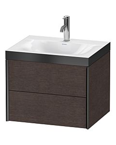 Duravit XViu Waschtisch-Unterschrank XV4614OB272P 60x48cm, 2 Schubkästen, 1 Hahnloch, schwarz matt, Rahmen P, eiche dunkel gebürstet