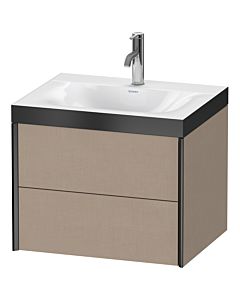 Duravit XViu vanity unit XV4614OB275P 60x48cm, 2 drawers, 2000 tap hole, matt black, Rahmen P, linen