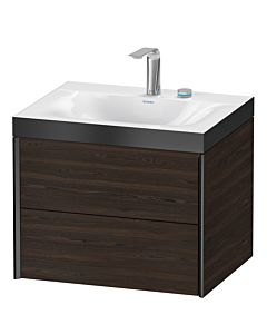 Duravit Meuble sous-vasque XViu XV4614EB269P 60x48cm, 2 tiroirs, 2 trous pour robinetterie, noir mat, Rahmen P, noyer brossé
