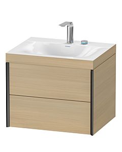 Duravit Meuble sous-vasque XViu XV4614EB271C 60x48cm, 2 tiroirs, 2 trous pour robinetterie, noir mat, Rahmen C, Chêne méditerranéen