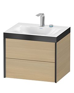 Duravit XViu Waschtisch-Unterschrank XV4614EB271P 60x48cm, 2 Schubkästen, 2 Hahnlöcher, schwarz matt, Rahmen P, mediterrane eiche
