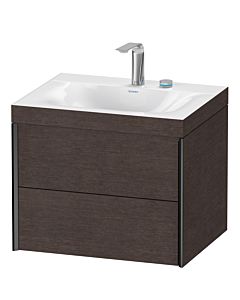 Duravit XViu Waschtisch-Unterschrank XV4614EB272C 60x48cm, 2 Schubkästen, 2 Hahnlöcher, schwarz matt, Rahmen C, eiche dunkel gebürstet