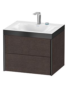 Duravit XViu Waschtisch-Unterschrank XV4614EB272P 60x48cm, 2 Schubkästen, 2 Hahnlöcher, schwarz matt, Rahmen P, eiche dunkel gebürstet