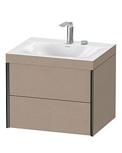 Duravit Meuble sous-vasque XViu XV4614EB275C 60x48cm, 2 tiroirs, 2 trous pour robinetterie, noir mat, Rahmen C, lin