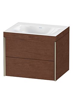 Duravit XViu Waschtisch-Unterschrank XV4614NB113C 60x48cm, 2 Schubkästen, ohne Hahnloch, champagner matt, Rahmen C, amerikanischer nussbaum