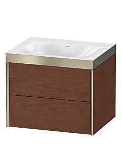 Duravit XViu vanity unit XV4614NB113P 60x48cm, 2 drawers, without tap hole, matt champagne, Rahmen P, American walnut
