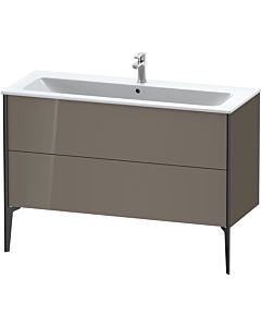 Duravit Meuble sous-vasque XViu XV44840B289 121 x 59,4 x 48 cm, gris flanelle brillant, 2 coulissants, sur pied, noir mat