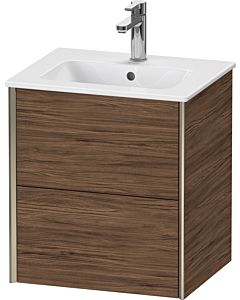 Duravit XViu Waschtisch-Unterschrank XV43150B121 51x42x56cm, 2 Schubkästen, wandhängend, champagner matt, nussbaum dunkel
