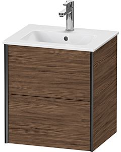 Duravit XViu Waschtisch-Unterschrank XV43150B221 51x42x56cm, 2 Schubkästen, wandhängend, schwarz matt, nussbaum dunkel