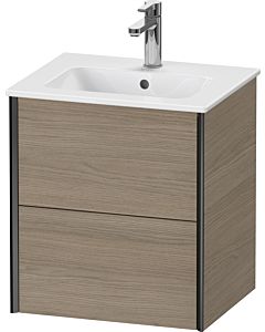 Duravit XViu Waschtisch-Unterschrank XV43150B235 51x42x56cm, 2 Schubkästen, wandhängend, schwarz matt, Eiche terra