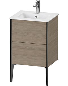 Duravit XViu Waschtisch-Unterschrank XV44590B235 51x42x59,4cm, 2 Auszüge, stehend, schwarz matt, Eiche terra