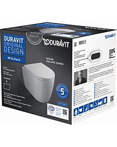 Duravit Me by Starck Wand WC Set 453009AAA1 Compact 48cm, rimless, WC mit WC-Sitz, weiß