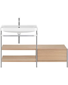 Duravit Happy D.2 Plus vanity washbasin combination HP4852E7171 140 x 49 cm, 2 tap holes, Mediterranean oak, with metal console