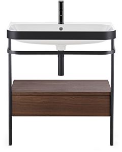 Duravit Happy D.2 Plus combinaison lavabo sur meuble HP4735O6969 57,5 x 49 cm, trou pour robinetterie 2000 , noyer brossé, avec console en métal