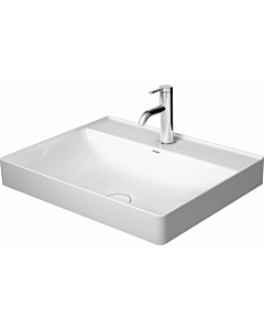 Duravit DuraSquare Aufsatz-Waschtisch 2354600040 60x47cm, ohne Überlauf, mit Hahnlochbank, geschliffen, 2 Hahnlöcher, weiß
