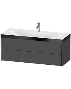 Duravit XViu Waschtisch-Unterschrank XV4617OB249P 120x48cm, 2 Schubkästen, 1 Hahnloch, schwarz matt, Rahmen P, graphit matt