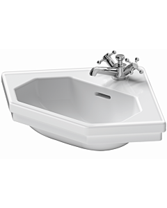 Duravit Serie 1930 Eckhandwaschbecken 0793420000 mit Überlauf und Hahnloch, weiss