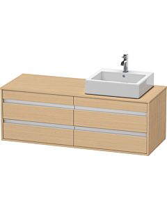 Duravit Ketho vanity unit KT6657R3030 140x55x49.6cm, for Aufsatzbecken , 4 drawers, cut-out on the right, natural oak