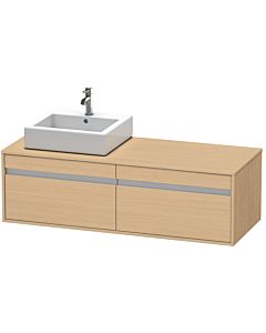 Duravit Ketho Waschtisch-Unterschrank KT6697L3030 140x55x42,6cm, für Aufsatzbecken, 2 Auszüge, Ausschnitt links, Eiche natur