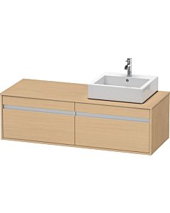 Duravit Ketho Waschtisch-Unterschrank KT6697R3030 140x55x42,6cm, für Aufsatzbecken, 2 Auszüge, Ausschnitt rechts, Eiche natur