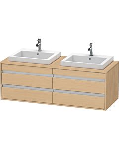 Duravit Ketho Waschtisch-Unterschrank KT6757B3030 140x55x49,6cm, für Einbauwaschtisch, 4 Schubkästen, Ausschnitt beidseitig, Eiche natur