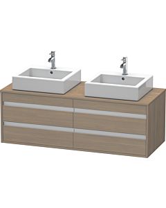 Duravit Ketho Waschtisch-Unterschrank KT6657B3535 140x55x49,6cm, für Aufsatzbecken, 4 Schubkästen, Ausschnitt beidseitig, Eiche terra