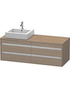 Duravit Ketho Waschtisch-Unterschrank KT6657L3535 140x55x49,6cm, für Aufsatzbecken, 4 Schubkästen, Ausschnitt links, Eiche terra