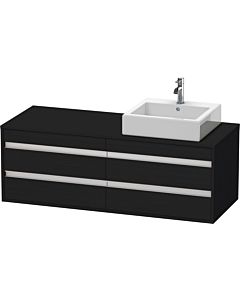 Duravit Ketho vanity unit KT6657R1616 140x55x49.6cm, for Aufsatzbecken , 4 drawers, cut-out on the right, black oak