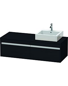 Duravit Ketho Waschtisch-Unterschrank KT6697R1616 140x55x42,6cm, für Aufsatzbecken, 2 Auszüge, Ausschnitt rechts, Eiche schwarz