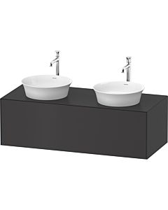 Duravit White Tulip Waschtisch-Unterschrank WT4978B5858 130 x 55 cm, Graphit Seidenmatt, wandhängend, 1 Auszug, 1 Konsolenplatte, Becken beidseitig