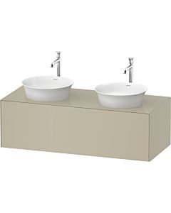 Duravit White Tulip Waschtisch-Unterschrank WT4978BH3H3 130 x 55 cm, Taupe Hochglanz, wandhängend, 1 Auszug, 1 Konsolenplatte, Becken beidseitig
