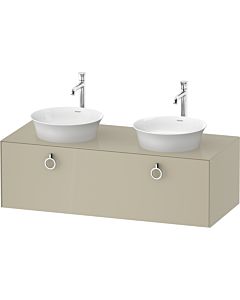 Duravit White Tulip Waschtisch-Unterschrank WT4983BH3H3 130 x 55 cm, Taupe Hochglanz, wandhängend, 1 Auszug mit Griff, Becken beidseitig