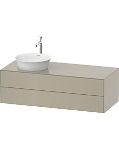 Duravit White Tulip vanity unit WT4987L6060 130 x 55 cm, Taupe Seidenmatt , wall-hung, 2 drawers, 2000 console plate, basin on the left