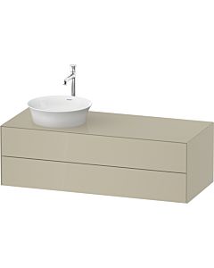 Duravit White Tulip Waschtisch-Unterschrank WT4987LH3H3 130 x 55 cm, Taupe Hochglanz, wandhängend, 2 Schubkästen, 1 Konsolenplatte, Becken links