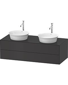 Duravit White Tulip Waschtisch-Unterschrank WT4988B5858 130 x 55 cm, Graphit Seidenmatt, wandhängend, 2 Schubkästen, 1 Konsolenplatte, Becken beidseitig