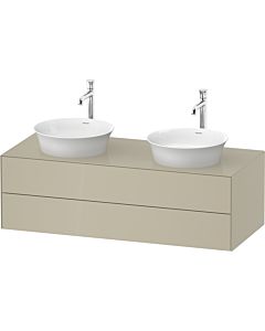 Duravit White Tulip Waschtisch-Unterschrank WT4988BH3H3 130 x 55 cm, Taupe Hochglanz, wandhängend, 2 Schubkästen, 1 Konsolenplatte, Becken beidseitig