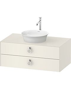 Duravit White Tulip Waschtisch-Unterschrank WT49910H4H4 100 x 55 cm, Nordic Weiß Hochglanz, wandhängend, 2 Schubkästen mit Griff, 1 Konsolenplatte