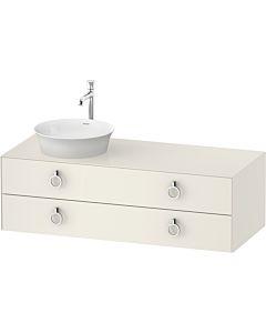 Duravit White Tulip Waschtisch-Unterschrank WT4992LH4H4 130 x 55 cm, Nordic Weiß Hochglanz, wandhängend, 2 Schubkästen mit Griff, Becken links