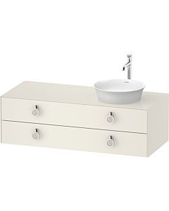 Duravit White Tulip Waschtisch-Unterschrank WT4992RH4H4 130 x 55 cm, Nordic Weiß Hochglanz, wandhängend, 2 Schubkästen mit Griff, Becken rechts