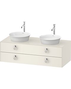 Duravit White Tulip Waschtisch-Unterschrank WT4993BH4H4 130 x 55 cm, Nordic Weiß Hochglanz, wandhängend, 2 Schubkästen mit Griff, Becken beidseitig
